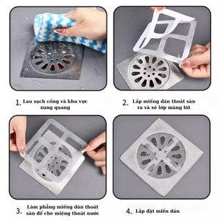 Lưới Lọc Rác Chống Tắc Set 10 Miếng Lọc Rác Nhà Tắm Miệng Cống Thoát Nước Chặn Côn Trùng 10x10cm SUNND