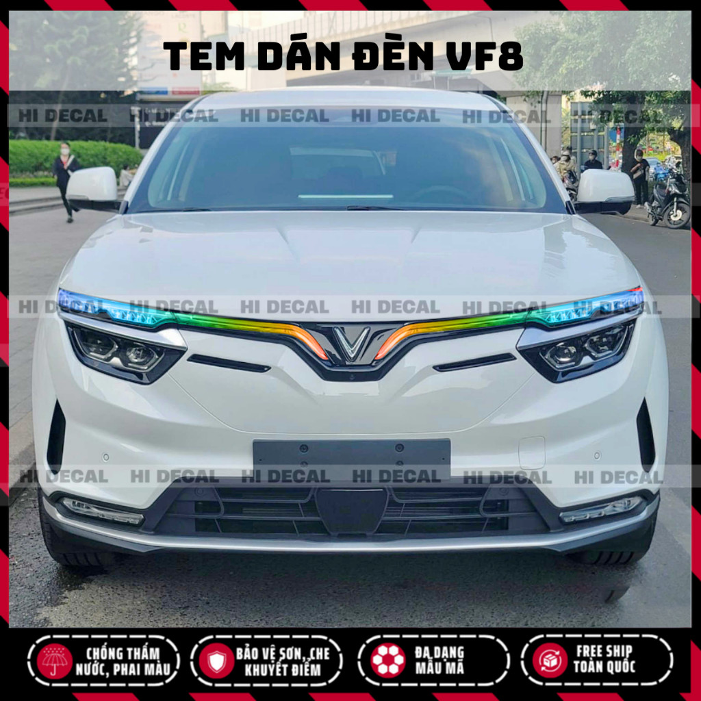 Tem dán đèn VF8, decal dán đổi đèn VF8, tem trang trí đèn chống nước bền màu