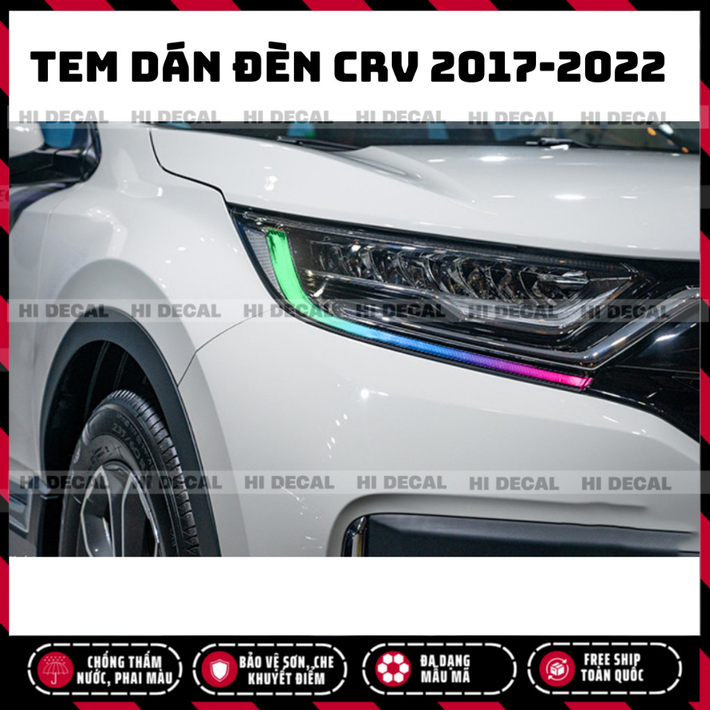 Tem dán đèn CRV 2017 - 2022, decal trang trí đèn CRV bền màu chống xước
