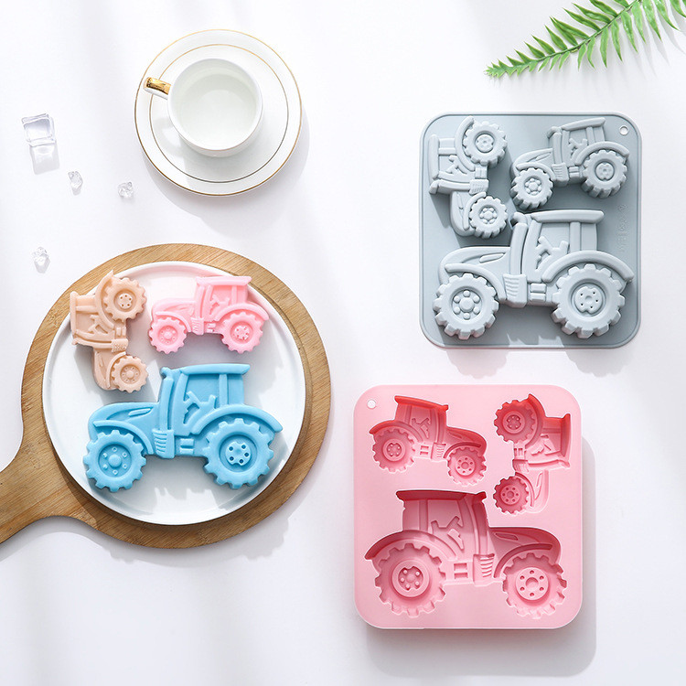 3 Khoang Máy Kéo Hình Khuôn Silicon Đá Viên Sô Cô La Khuôn Handmade Xà Phòng Bánh Trang Trí Khuôn Bánh Pudding Khuôn Kẹo DIY Khuôn Nướng Bánh