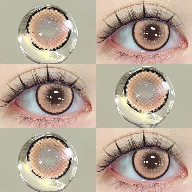 [0.00--6.00] Kính áp tròng Set 2 chiếc Ống kính áp tròng màu xám 14,5mm một năm 0,00---6,00 độ 1105