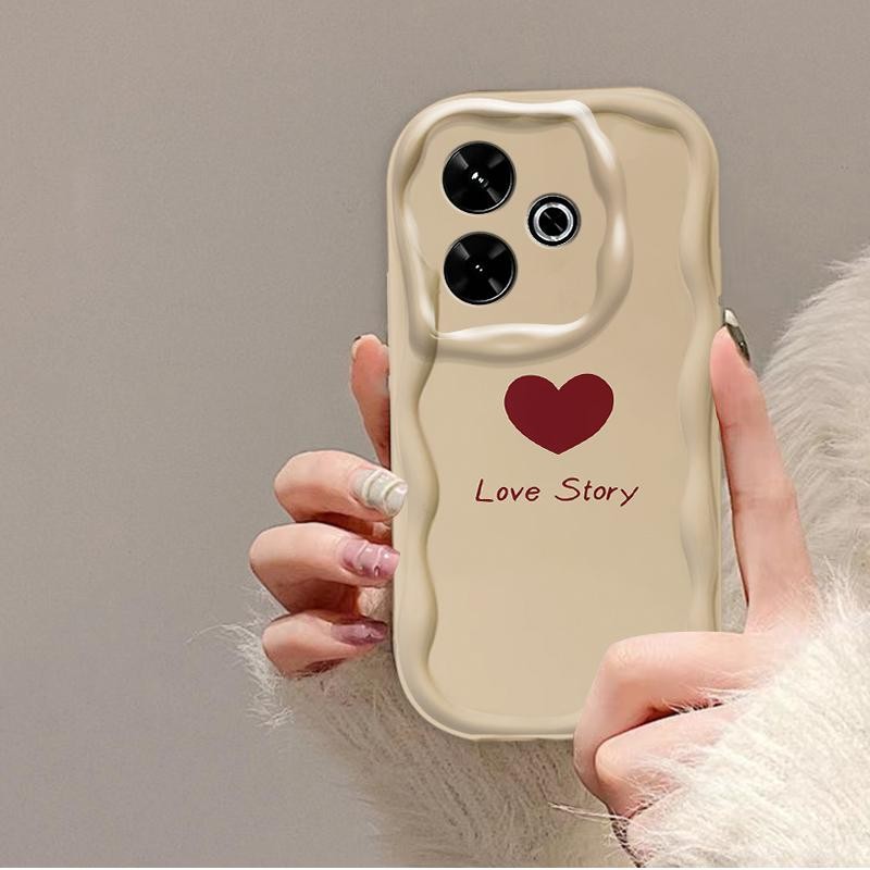 Vỏ Silicon Hoạt Hình Cho Redmi 13 / POCO M6 4G 3D Sóng TPU Mềm Dễ Thương Kem Cặp Đôi Cô Gái Thư Tình Thẩm Mỹ Ốp Điện Thoại Chống Sốc