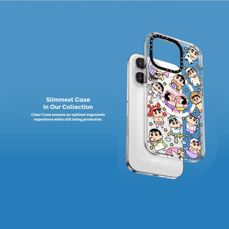 Casetify X Shin-chan Dán Ốp Lưng Hút Từ Tính Trong Suốt Tác Động Cho iPhone 16 / 15 / 14 / 13 Pro Max | Mặt sau Acrylic bảo vệ quân sự với bao bì cao cấp