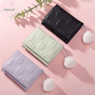 Deyangk Hoạt Hình Ví Nhỏ Dễ Thương Hàn Quốc Ví Ngắn Nữ Màu Trơn Họa Tiết Dễ Thương Đơn Giản Nhiều Thẻ Túi Zero Ví VN