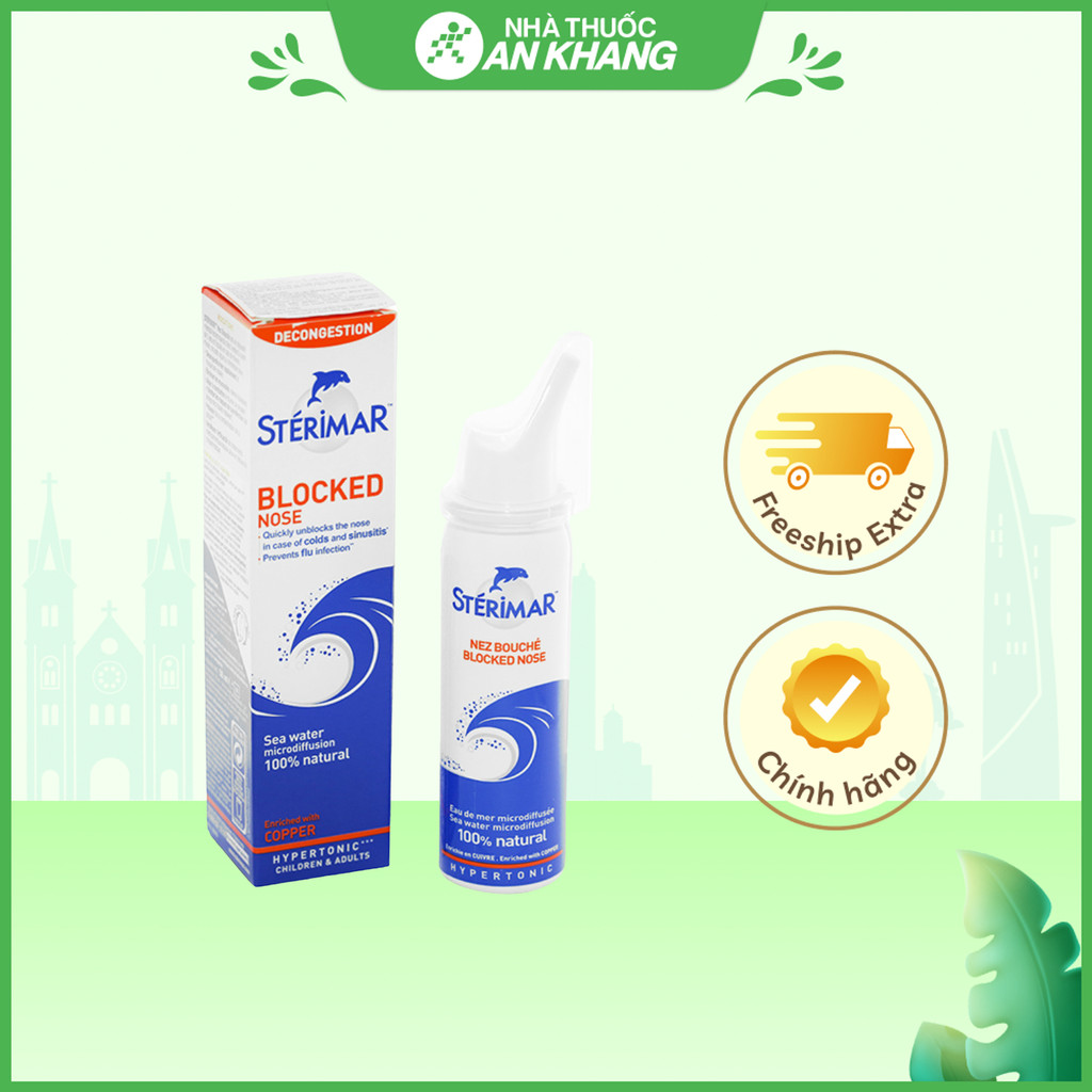 Dung dịch xịt mũi Sterimar Blocked Nose hỗ trợ giảm viêm mũi chai 50ml