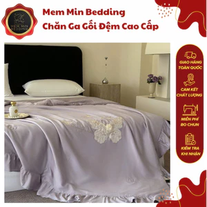 Chăn Chất Liệu Lụa Tencel Mịn Màng, Mềm Mại Mát Lạnh Với Họa Tiết Thêu Hoa Bướm - MemMinbedding Luxury