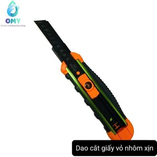 DAO CẮT (RỌC) GIẤY CAO CẤP VỎ NHÔM KAPUSI ĐEN VIỀN XANH SẴN 1 LƯỠI CẮT_K8755