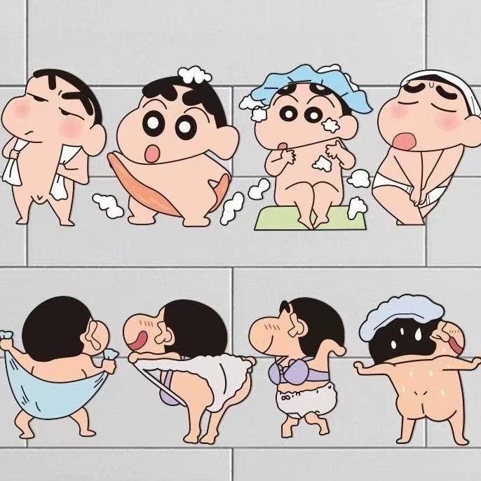 Miếng dán Crayon Shin-chan mới chống nước, dùng cho nhà vệ sinh, xe máy, tủ lạnh, xe hơi, tường