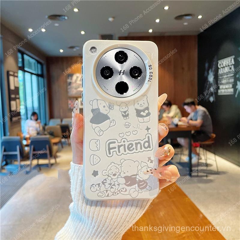 Ốp điện thoại OPPO Find X8, ốp điện thoại OPPO Find X8 Pro, ốp điện thoại hình gấu Winnie the Pooh dễ thương, chống sốc với bảo vệ camera, vỏ cứng mờ cho các cô gái sinh viên