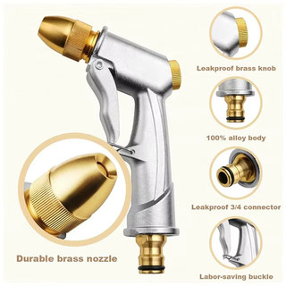 Đầu vòi xịt tăng áp rửa xe tưới cây kim loại mẫu mới, Vòi xịt rửa xe máy áp lực cao đa năng tiện lợi cho gia đình