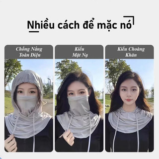 Khẩu Trang Chống Nắng UV Mũ Trùm Đầu Dài, Đa Năng Dành Cho Nam Nữ, Thoáng Mát, Thấm Hút Tốt