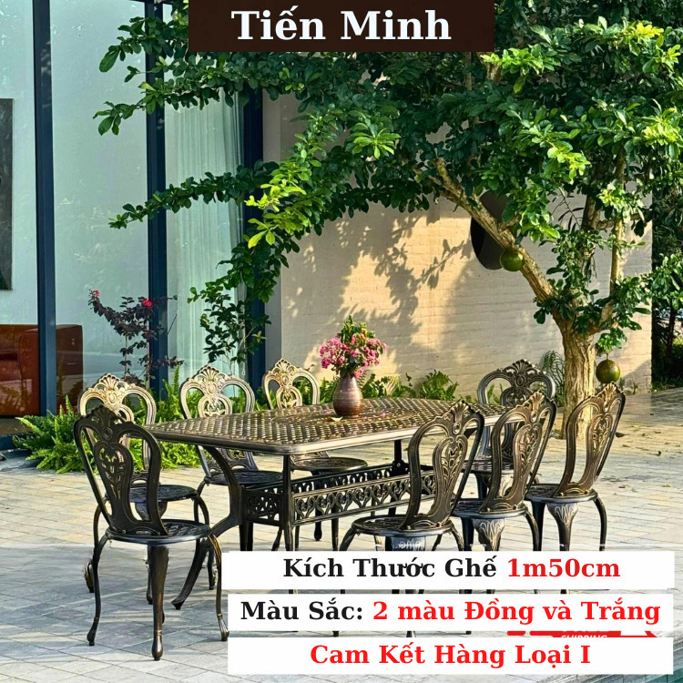 Bộ bàn ghế sân vườn ngoài trời HCN Bộ bàn ghế ban công ngoài trời nhôm đúc Bàn ghế ngoài trời - BO26