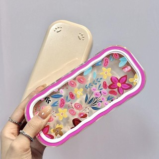 Kính ASDFGER, Hộp đựng kính râm họa tiết hoa bằng nhựa, Hộp trong suốt di động dễ thương, kính bảo vệ lão thị