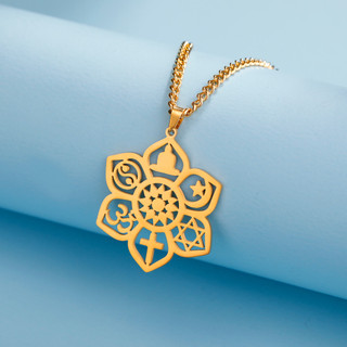 Vòng cổ vàng chữ thập hexagram cho nam nữ, bền màu và không gây dị ứng