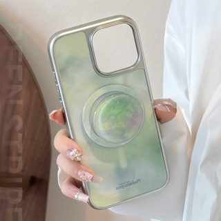 [Sheren] Giá đỡ từ tính họa tiết đá cẩm thạch xanh tươi Thích hợp cho i16 15 14 13 12 11 pro max Vỏ bảo vệ chống sốc