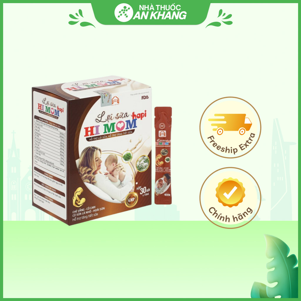 Cao lỏng Lợi sữa Hapi Hi Mom hỗ trợ tăng tiết sữa hộp 30 gói x 10ml
