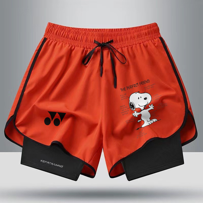 Quần short cầu lông thể thao rộng rãi, đa năng, thoải mái cho nam và nữ mùa hè, quần short chạy bộ ngoài trời khô nhanh bằng lụa băng, quần short tập luyện chống chói hai lớp