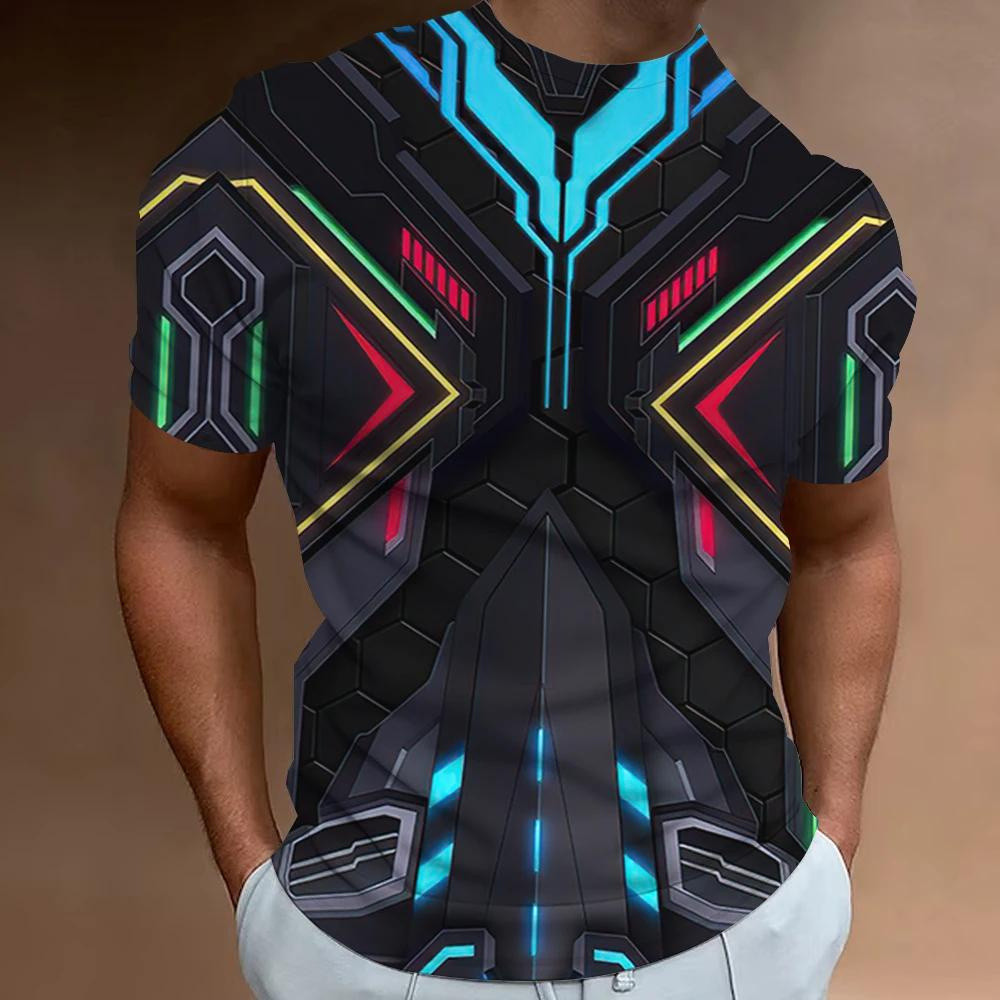 Áo thun in hình Mecha 3D thời trang cho nam, hài hước, phong cách Cyberpunk Harajuku, áo oversized, cổ tròn, tay ngắn, áo mùa hè đường phố