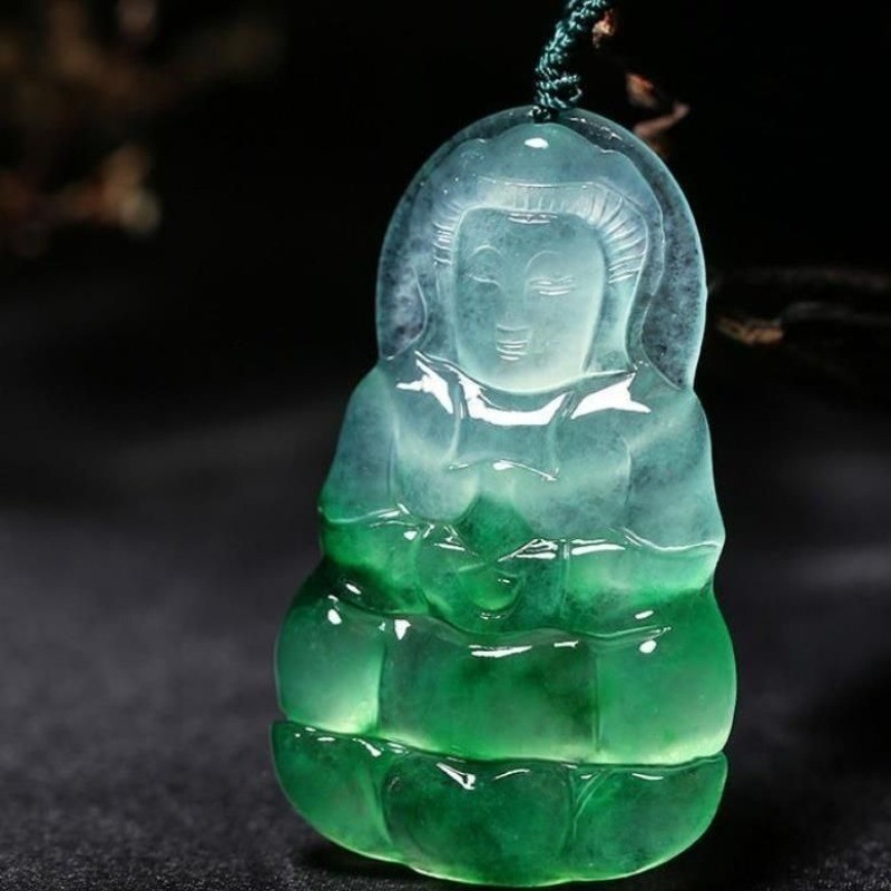 Đá Tự Nhiên Đá Hoa Nổi Ngọc Guanyin Mặt Dây Chuyền Áo Len Dây Chuyền Nam Nữ Mặt Dây Chuyền