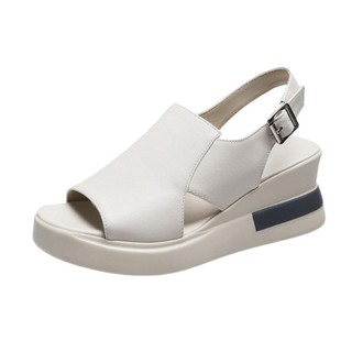 Xăng đan Đế Nêm TREDDING491, Dép Đế Mềm Xăng đan Cao Gót, Mùa Hè Peep Toe Khóa Mắt Cá Chân Giày Đi Biển Romen