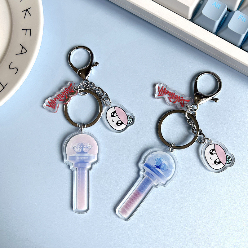 Mười bảy kỷ niệm mười năm Light Stick Acrylic Móc chìa khóa JEONGHAN BULE HỒNG Móc khóa SPIL THE FEELS Shohikigen Móc khóa trong suốt treo nhẫn chìa khóa thần tượng YM