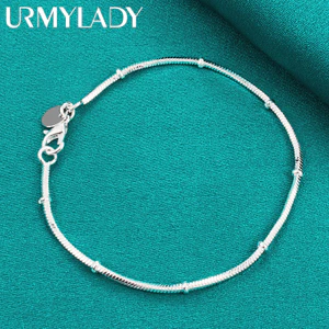 Dây chuyền và vòng tay bạc 925, dài 20cm, trang sức quyến rũ cho đám cưới và thời trang