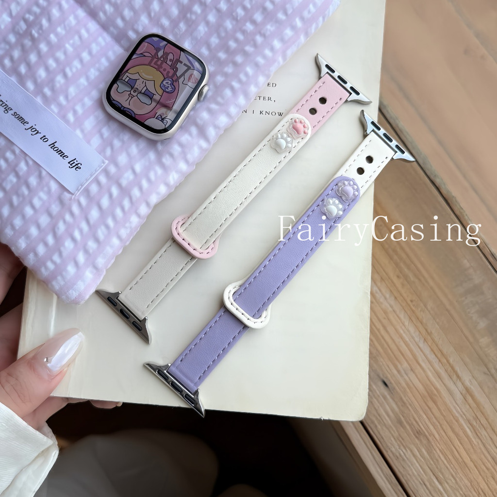 Đồng hồ mỏng phong cách dễ thươngS11 Band cho Apple Watch 38 / 40 / 41 / 42 / 44 / 45 / 46 / 49mm Dây da PU cho Iwatch 10 9 8 7 6 SE Ultra2 S11 Band