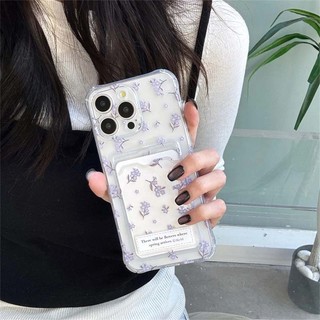 Ins Hoa Đựng Thẻ Ảnh Ví Ốp Lưng Điện Thoại Cho iPhone 16 15 14 13 12 Mini 11 Pro XS X XR 7 8 Plus SE 2020 2022 Ốp Lưng Mềm Trong Suốt TPU Chống Va Đập