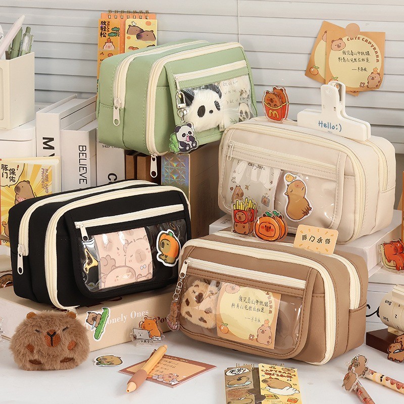 Capybara Túi Đựng Bút Bút Chì 9 Lớp Dung Tích Lớn Hộp Bút Chì Đa Chức Năng Loopy Dễ Thương Sáng Tạo Văn Phòng Trường Học