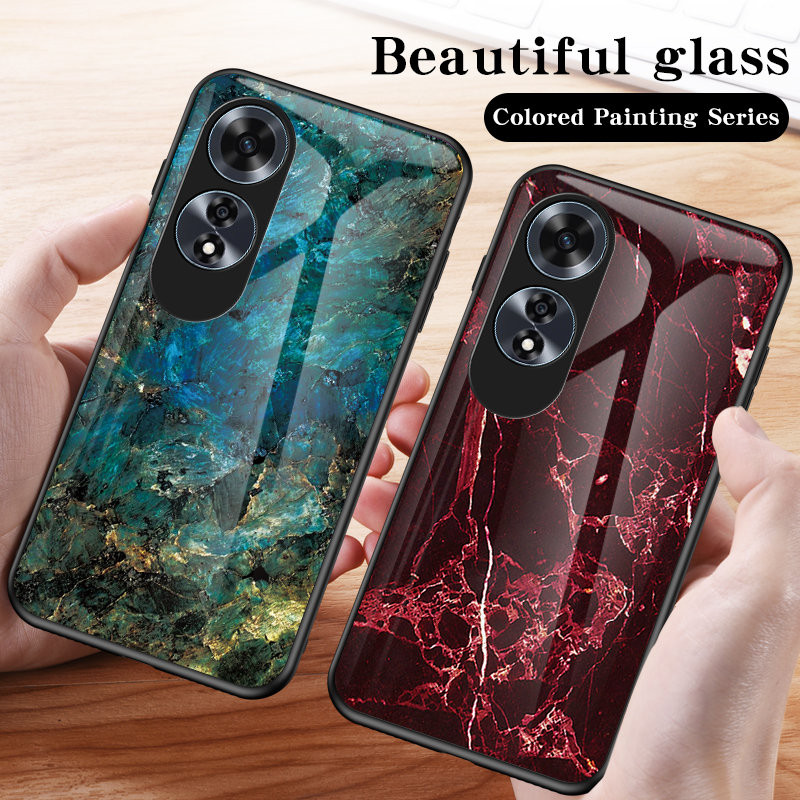 Ốp điện thoại Oppo A60 CPH2631 Hạt đá cẩm thạch Kính cường lực chống sốc Ốp điện thoại cứng cho Oppo A60 OppoA60 CPH2631 Ốp điện thoại silicon