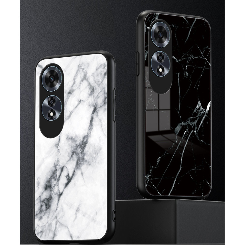Ốp điện thoại Oppo A60 CPH2631 Hạt đá cẩm thạch Kính cường lực chống sốc Ốp điện thoại cứng cho Oppo A60 OppoA60 CPH2631 Ốp điện thoại silicon