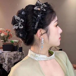 Băng Đô Màu Đen Băng đô nữ cao cổ đầu rộng vành tóc hình bướm khí chất phát hiện khối lượng tóc mũ đội đầu đi chơi dễ phối đồ