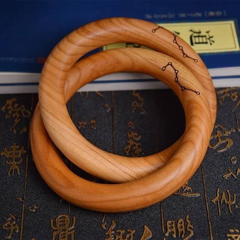 Ray Họa Tiết Qiankun Nhẫn Âm Dương Vòng Tay Gỗ Đào Khô Kun Nhẫn Vòng Tay Âm Dương Vòng Tay Handmade Nguyên Chất Một Mảnh Không Khâu Khắc