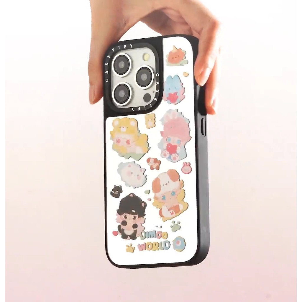 CASETiFY X POP MART - Ốp điện thoại DIMOO WORLD hút từ tính Vỏ IPhone gương đen & bạc IPhone 16 15 14 13 12 Pro Max Plus Ốp điện thoại cứng có hộp khắc logo