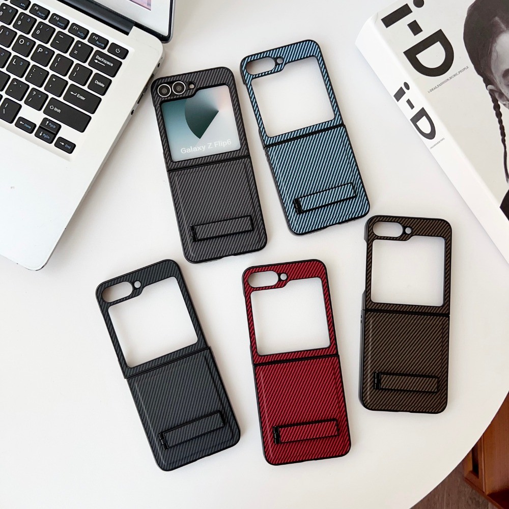Ốp Điện Thoại Bằng Sợi Carbon Bao Da Cho Samsung Galaxy Z Flip 6 5 4 3 Flip6 Flip5 Flip4 Flip3 5G Vỏ Cứng Bảo Vệ