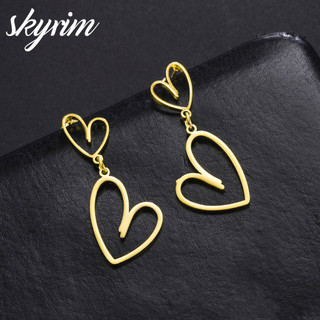 Skyrim Bông Tai Nữ Hình Trái Tim Rỗng Thiết Kế Nhẫn Trang Sức Thời Trang Cho Nữ & Bé Gái