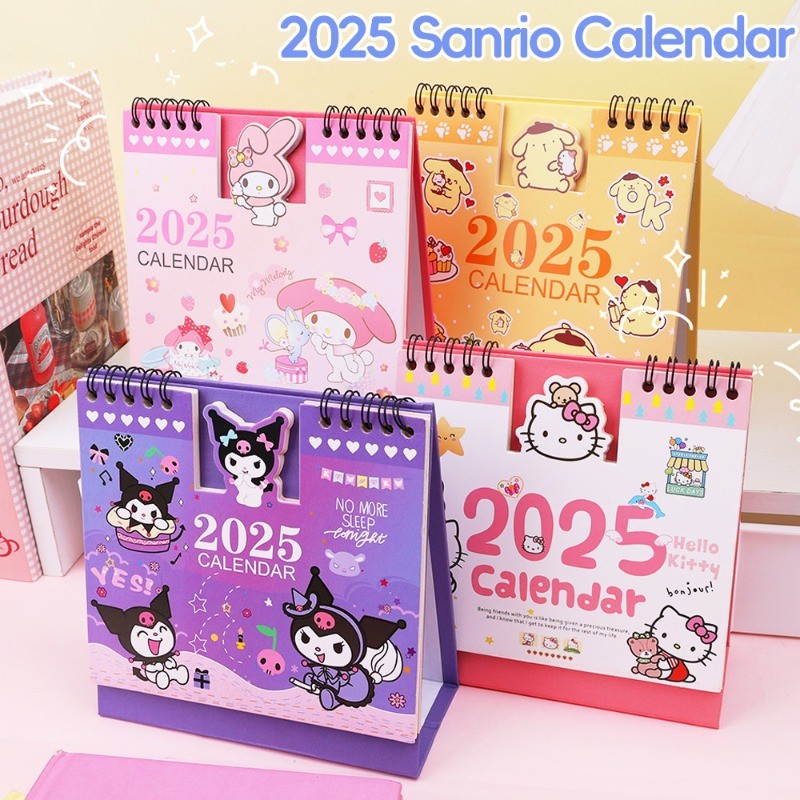 Lịch Để Bàn Sanrio 2025 - Lịch Sách Kỷ Lục Cuộn Dây Đứng - Hoạt Hình Dễ Thương Anime Puppy, Mèo Con, Họa Tiết Thỏ - Văn Phòng Phẩm Sinh Viên - Trang Trí Máy Tính Để Bàn Văn Phòng Tại Nhà