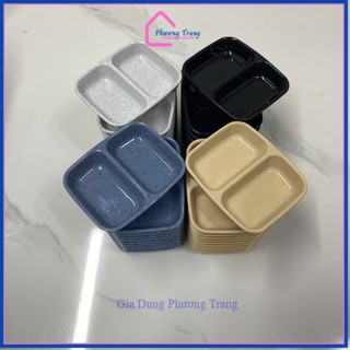 COMBO 10 Khay Nước Chấm 2 Ngăn (9 x 7cm) Nhựa Melamine nhiều màu - Phương Trang