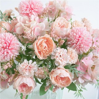 LOVIVER Hoa mẫu đơn 7 đầu nhân tạo 32cm Hoa Bó hoa địa điểm tắm cho bé