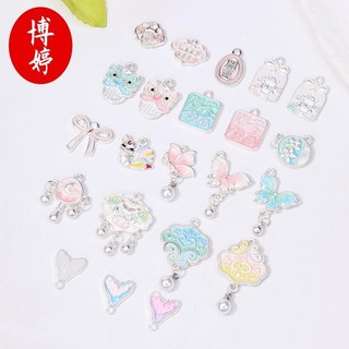 Hợp kim Bạc mờ nhỏ giọt dầu may mắn mèo múa lân Mặt dây chuyền Tianguan ban phước trang sức vòng tay phụ kiện Tự Làm Thủ Công