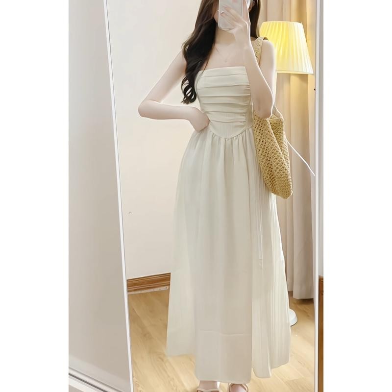 Váy cúp ngực Lou dress, đầm 2 dây đũi gân sóng dáng dài phong cách tiểu thư xixeoshop - V458 Nữ Women