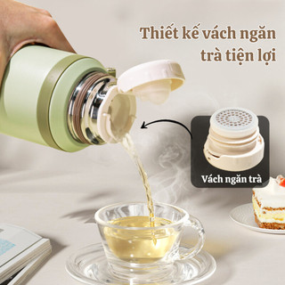Bình giữ nhiệt kèm nắp uống, ly giữ nhiệt 600ml inox 316 chống han rỉ an toàn, giữ nhiệt lâu 24h