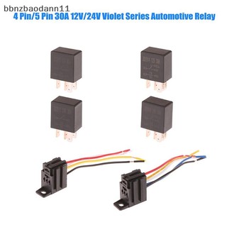 [BBNZDD] 4 Pin / 5 Pin 30A 12V / 24V Ổ cắm rơle màu tím ô tô có dây có thiết bị đầu cuối Điều khiển ô tô Rơle ô tô tự động BVAH