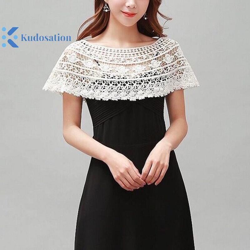 Kudosation Nữ Dệt Kim Rỗng Ra Khăn Choàng Quấn Cưới Cô Dâu Dạ Hội Đầm Ren Khăn Choàng Cưới Hoa Hướng Dương Ren Khăn Shrug Mũi Poncho