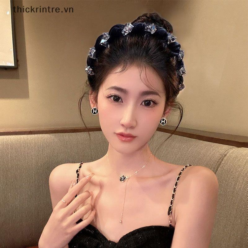 Thi Pháp Sang Trọng Pha Lê Đen Tóc Vòng Hàn Quốc Vintage Tính Khí Tóc Cho Bé Gái Phụ Kiện Tóc Mũ VN