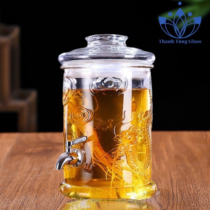 Bình Ngâm RƯỢU SÂM THỦY TINH 3L.4L.6L CÓ VÒI & KHÔNG VÒI  ( BAO BỂ VỠ )