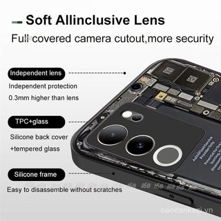 Ốp lưng Vivo V30 V40 Lite V30E V27E V27 Y19S, ốp lưng Vivo V30 V40 Pro, ốp lưng Vivo V29E V29 Y100 5G, bảng mạch, ốp lưng chống sốc hoạt hình Mario với bảo vệ camera, kính lỏng sang trọng