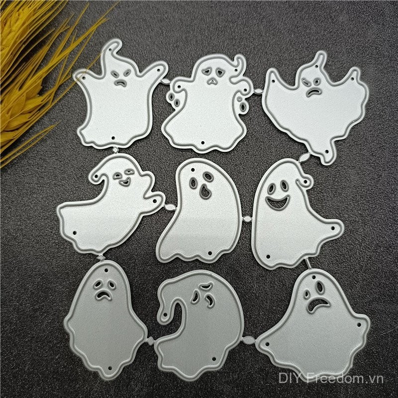 9 khuôn cắt ma Halloween, khuôn cắt bằng thép carbon, khuôn dập nổi DIY, khuôn khắc, sổ lưu niệm, nghệ thuật giấy cho trẻ em