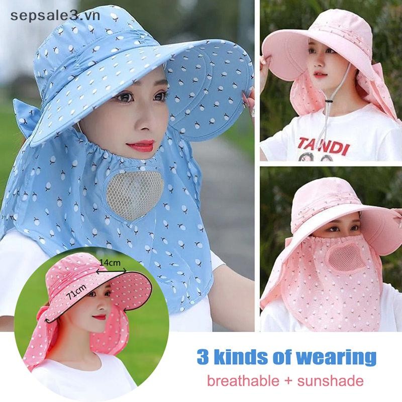 # Sepsale # Mũ chống nắng nữ mùa hè che mặt Mũ chống nắng thoáng khí Mũ mùa hè phù hợp với vành lớn Chống tia cực tím đi xe đạp Sunhat.