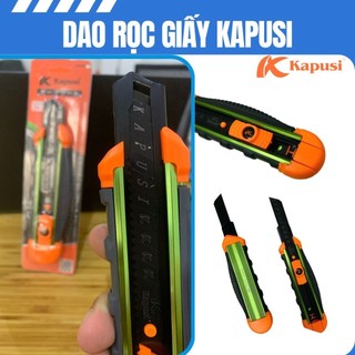 DAO CẮT (RỌC) GIẤY CAO CẤP VỎ NHÔM KAPUSI ĐEN VIỀN XANH SẴN 1 LƯỠI CẮT_K8755